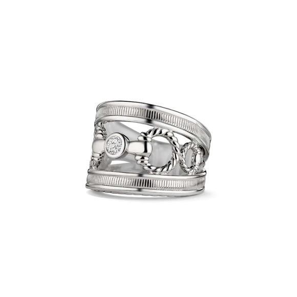 Judith Ripka Vienna Single Stone with Diamonds - Size 7 - Picture 1 of 7